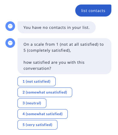 Screen shot of Rasa inspector showing user satisfaction survey